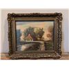 Image 1 : Framed Oil Painting Of Cottage Scene On Canvas