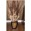 Image 5 : Wooden Rocking Chair, Floor Vase With Dried Arrangement, And Wooden Caddy