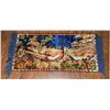 Image 1 : Rectangular Tapestry Rug with Pheasant Scene and Fringe