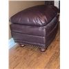 Image 2 : Brown Leather Upholstered Ottoman With Nailhead Trim