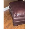 Image 3 : Brown Leather Upholstered Ottoman With Nailhead Trim