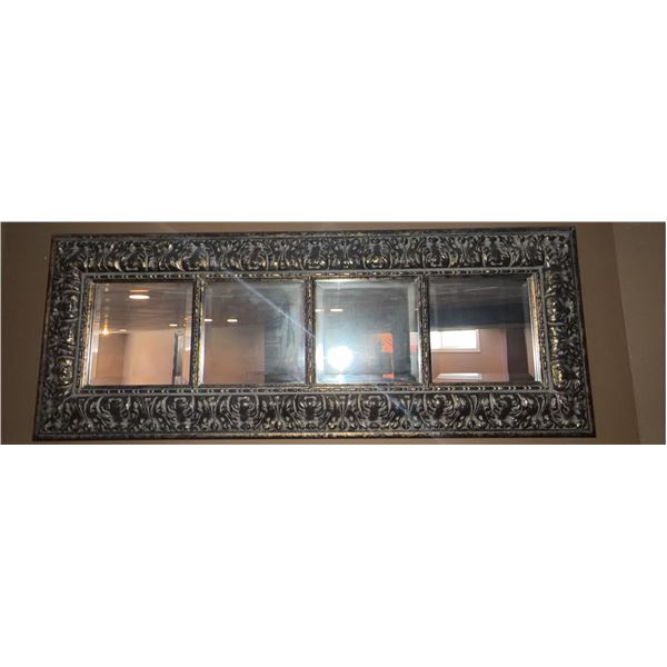 Rectangular Decorative Wall Mirror with Ornate Metallic Frame