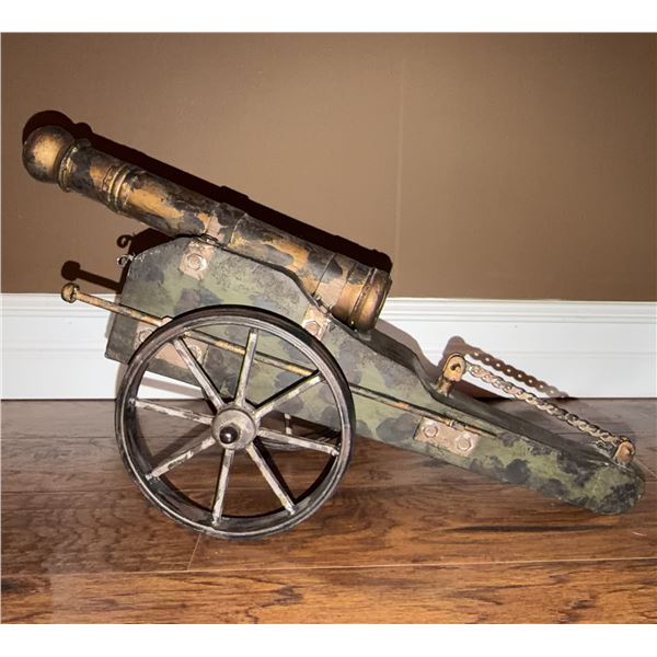 Metal Decorative Cannon Model with Wooden Wheels