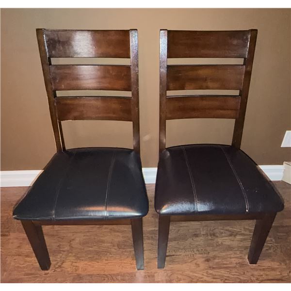 Wood Dining Chairs with Black Vinyl Seats