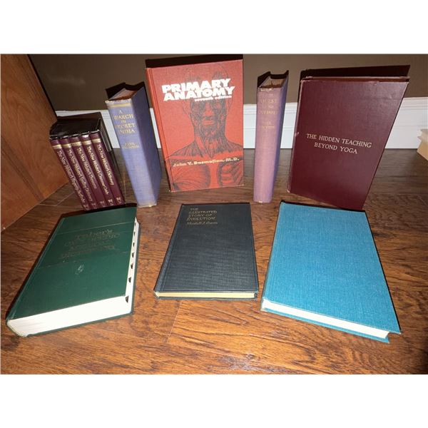 Vintage Books Including Primary Anatomy, Yoga, Medical, and Fiction
