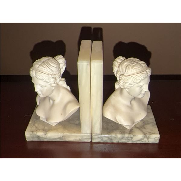 Genuine Alabaster Hand Carved Bust Bookends