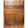 Image 2 : Wood Cabinet with Shelves and Lower Storage on Casters