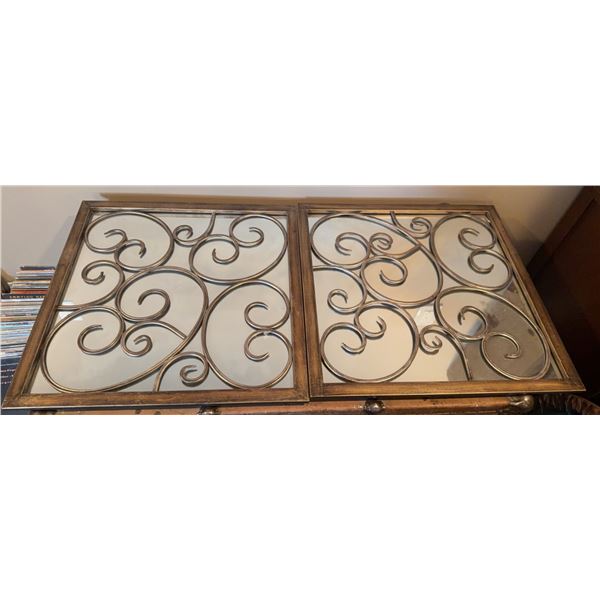 Ornate Mirror Frame Panels with Metal Scrollwork