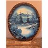 Image 1 : Blue Toned Landscape Painting on Wood Slab
