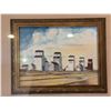 Image 2 : Framed Prairie Grain Elevator Watercolour Painting