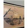 Image 2 : Framed Rural Landscape Print with Mat and Wood Frame