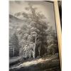 Image 3 : E. Hunter Monochrome Mountain Landscape Oil Painting