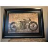 Image 1 : Framed Motorcycle Print with Route 66 Map Background