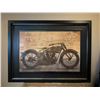 Image 2 : Framed Motorcycle Print with Route 66 Map Background