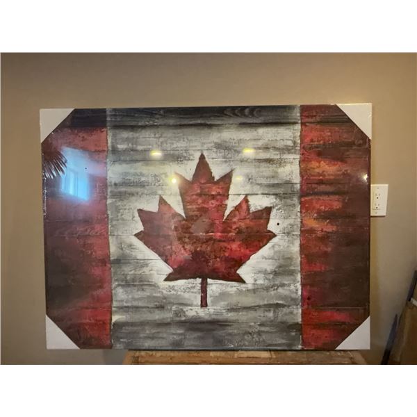 Canadian Flag Wall Art on Wood Panel