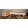 Image 1 : Wooden Semi Truck Cribbage Board Set With Cards and Pegs