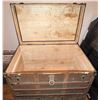 Image 2 : Wood and Metal-Banded Steamer Trunk with Brass Hardware