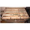 Image 3 : Wood and Metal-Banded Steamer Trunk with Brass Hardware