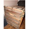 Image 4 : Wood and Metal-Banded Steamer Trunk with Brass Hardware