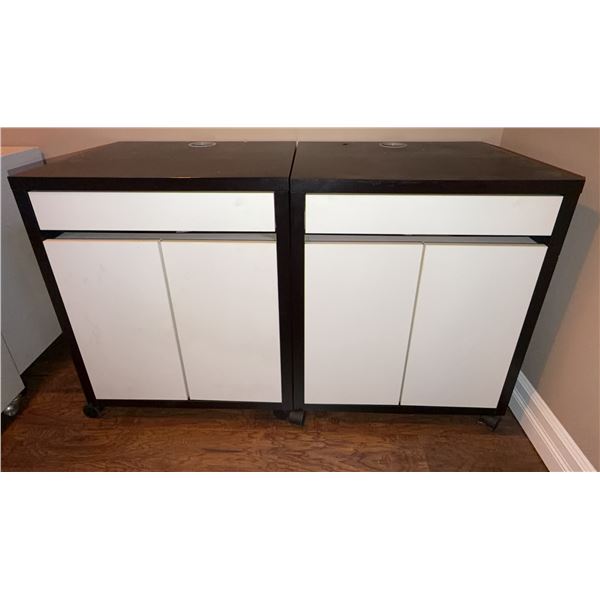 Two-Tone Wood Cabinets with Drawers and Doors