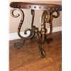 Image 3 : Round Metal and Wood Accent Table with Scroll Legs