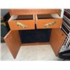 Image 3 : Wood Cabinet with Faux Marble Laminate Top and Brass Handles