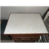 Image 5 : Wood Cabinet with Faux Marble Laminate Top and Brass Handles