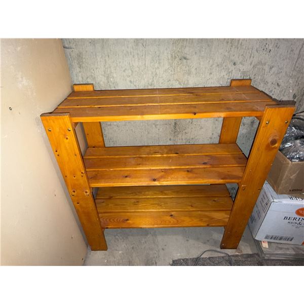Three-Tier Solid Wood Storage Shelf Unit