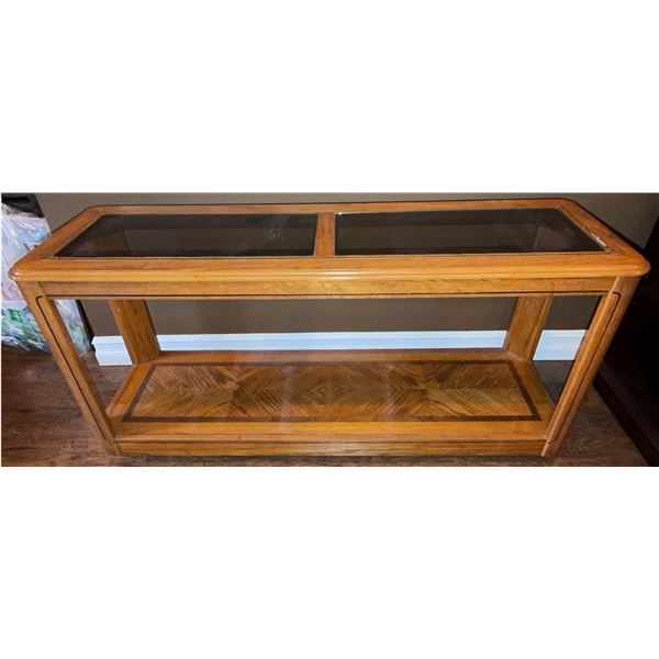 Wood and Glass Two-Tier Console Table