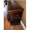 Image 4 : Dark Wood Media Console with Shelves and Drawer