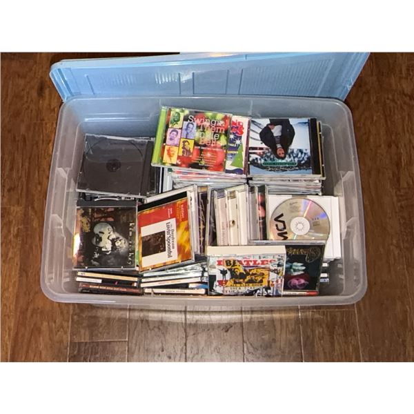 Large Storage Bin of Christmas CDs Assorted Artists