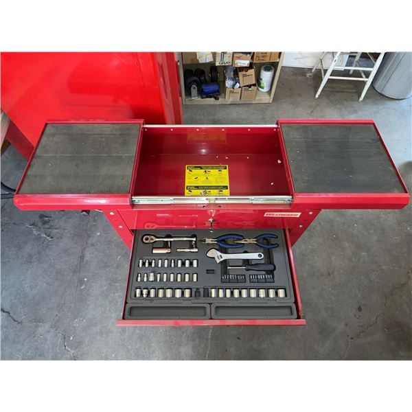 Westward Red Rolling Tool Cart With Socket Set and Tools