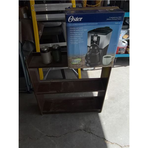 Oster 12-Cup Coffeemaker, 2 Yeti Can Coolers, Wood Shelf
