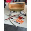 Image 1 : Pneumatic Tools With Hoses, Snap-on Tester & Wooden Tool Caddy