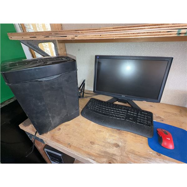 Acer Monitor, Microsoft Keyboard, Logitech Mouse, Royal Shredder