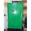 Image 5 : Metal Utility Cart, Four-Drawer File Cabinet, and Green Storage Locker
