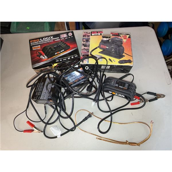 Pro-Logix Solar Battery Charger and 12V Air Compressor Lot