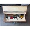 Image 1 : Large Wooden Toolbox with Hand Tools and Accessories