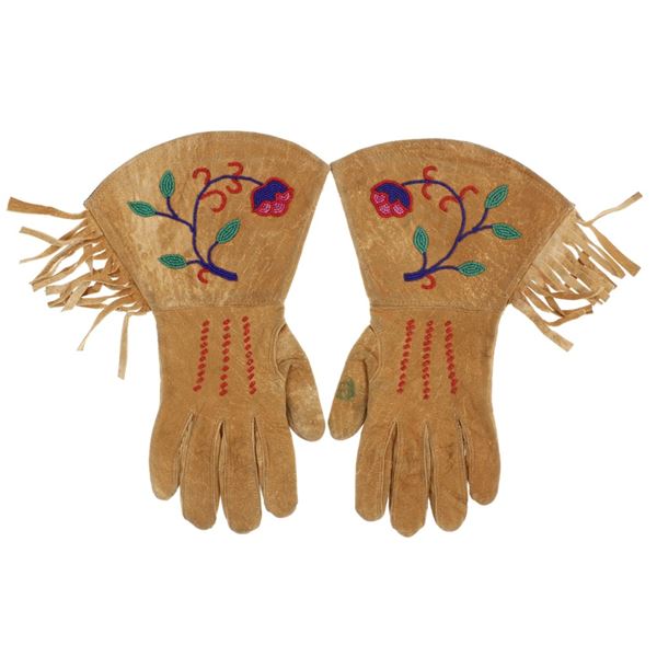Nez Perce/ Plateau Beaded Hide Riding Gauntlets