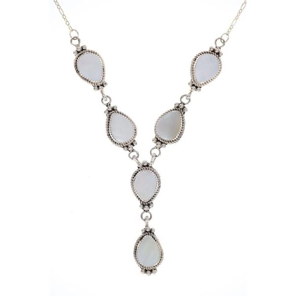 Navajo R. Sam Sterling Mother of Pearl Necklace