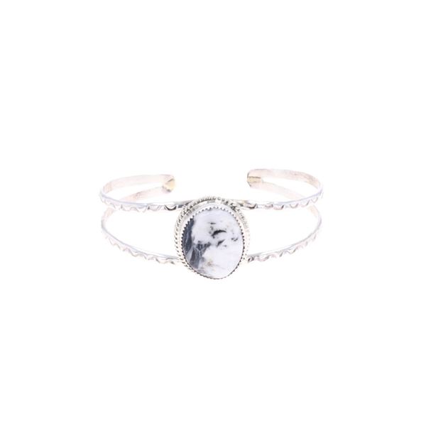Navajo C. Begay Sterling White Buffalo Bracelet