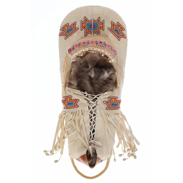 Paiute Violet Lowery Beaded Buckskin Basket Cradle