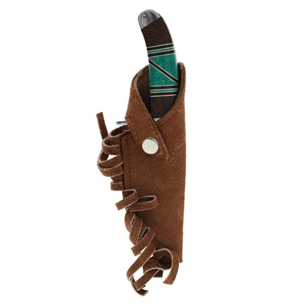 Trailing Point Knife W/ Turquoise Inlay Handle