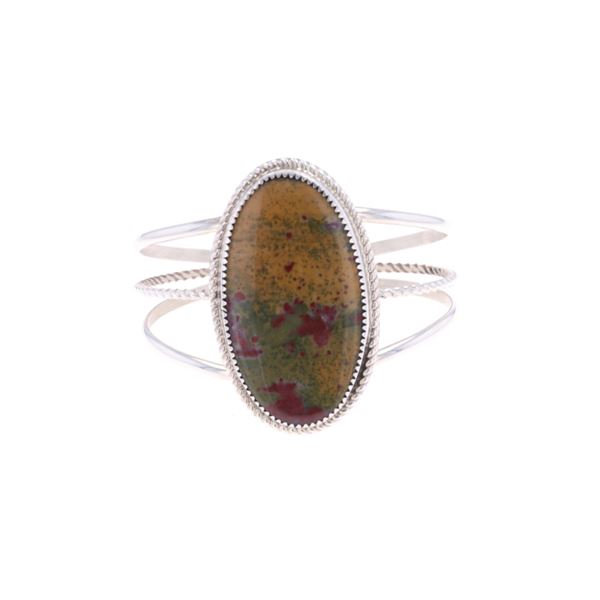 Navajo Herbert Tsosie Sterling Unakite Bracelet