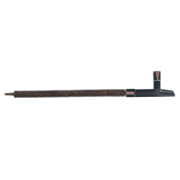 Circa 1860 Lakota Sioux Inlaid Pipe and Stem