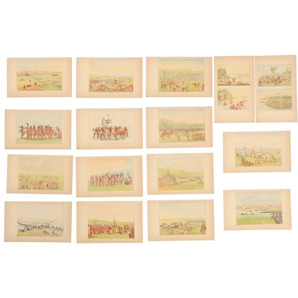 Hand Tinted George Catlin Native Etchings (16)