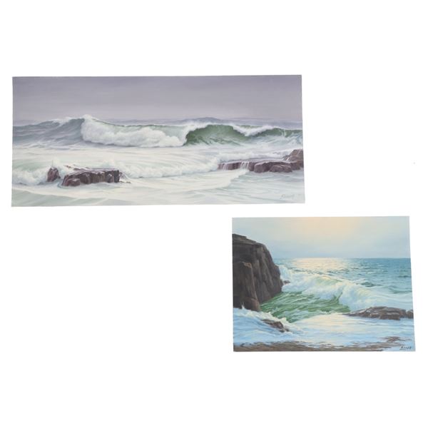 Original Signed Paul Krapf Oil On Board Seascapes