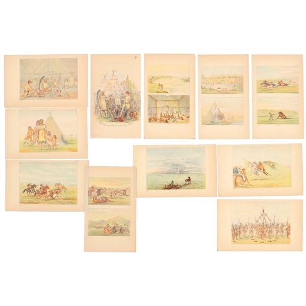 George Catlin Hand Tinted Native Etchings (11)