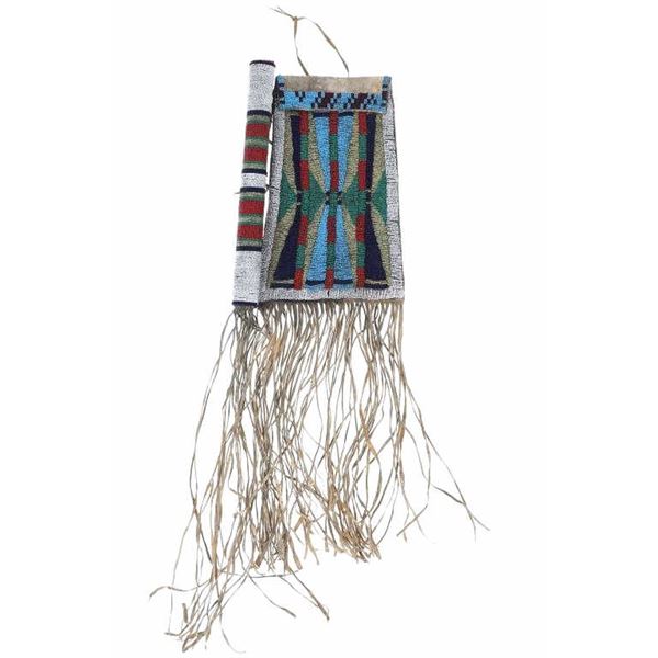 ca. 1870 Nez Perce Beaded Pipe Bag w/ Stem Holder
