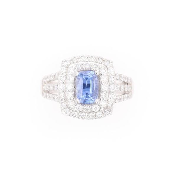 Platinum, Ceylon Sapphire and Diamond Ring